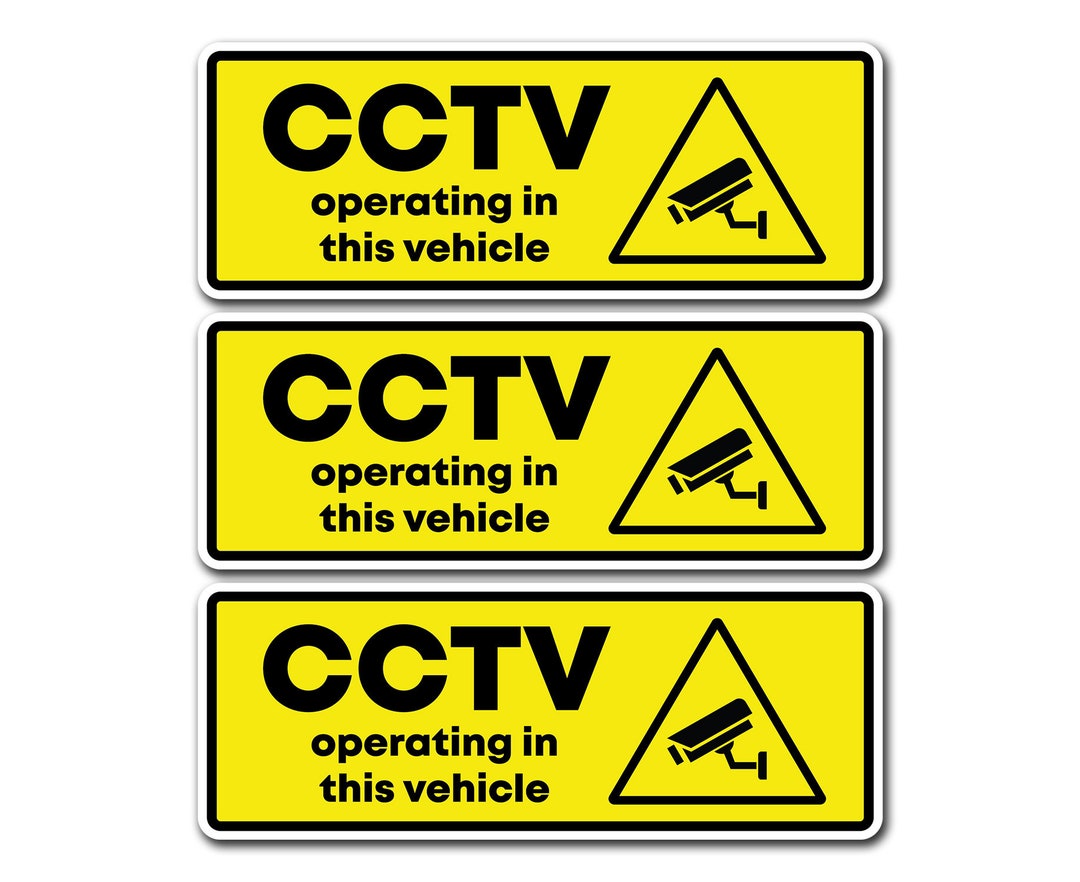 3 X CCTV Recording Vehicle Vinyl Stickers - Taxi Record Camera Warning ...