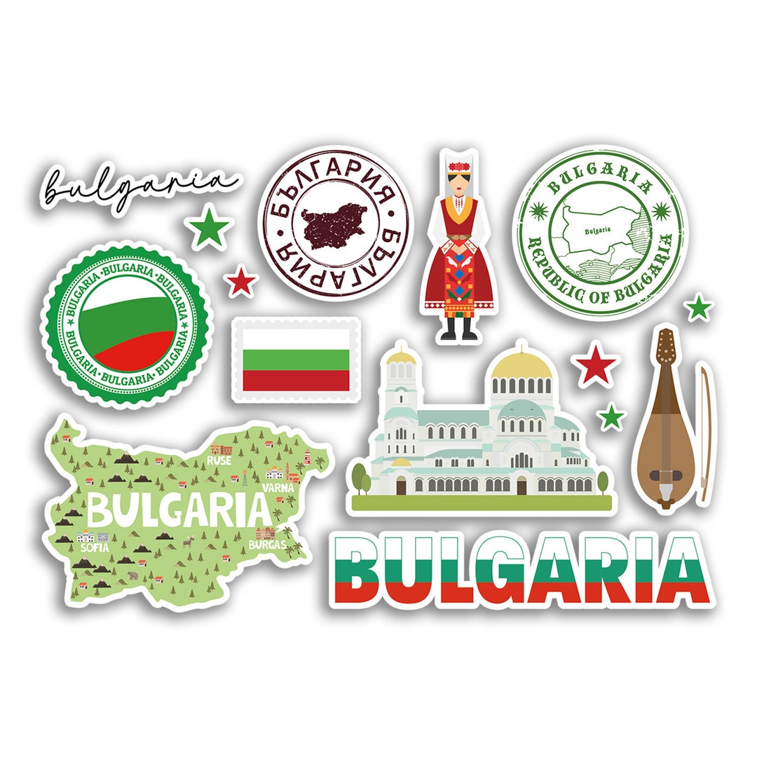A5 Sticker Sheet Bulgaria Landmarks Vinyl Stickers - Bulgarian Map ...