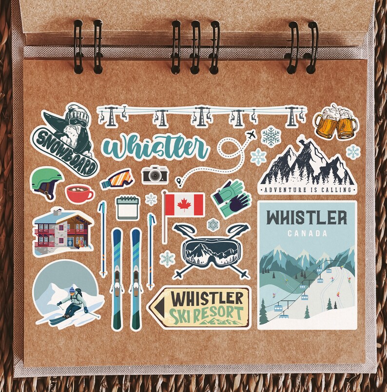 A5 Sticker Sheet Whistler Vinyl Stickers - Canada Ski Resort Mountains ...