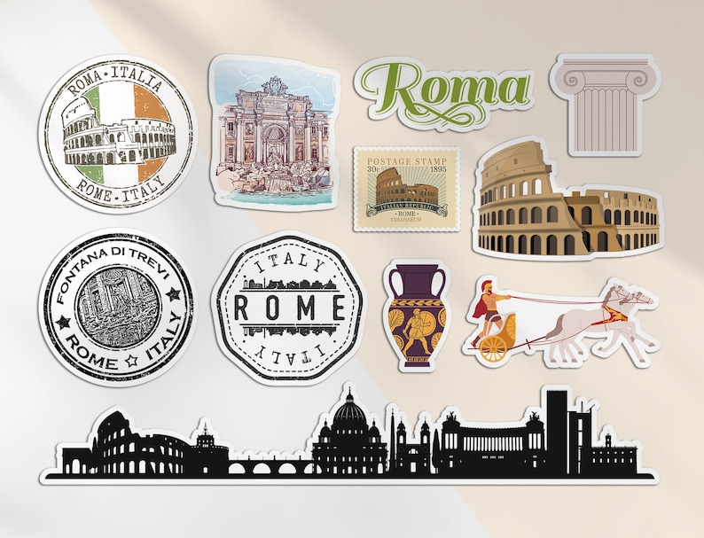 A5 Sticker Sheet Rome Landmarks Vinyl Stickers - Roma Italy Italian Art ...