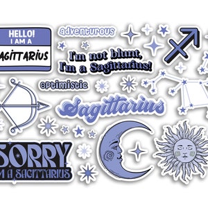 A5 Sticker Bogen Vinyl Aufkleber - Blau Sternzeichen Sternzeichen Horoskop Astrologie Mädchen Frauen Ästhetik #81865