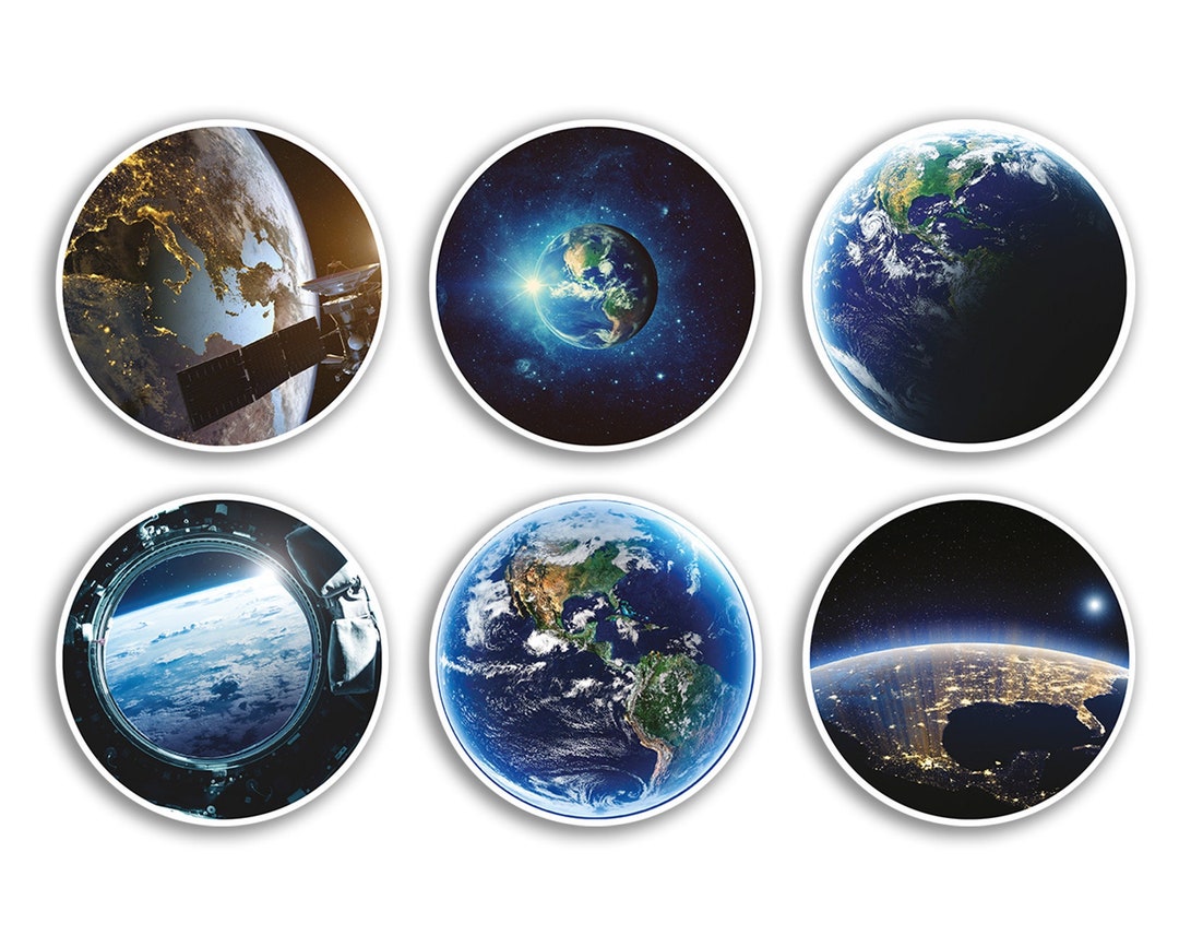 6 X 10cm Earth Vinyl Stickers - Moon Astronaut Globe World Space Planet ...