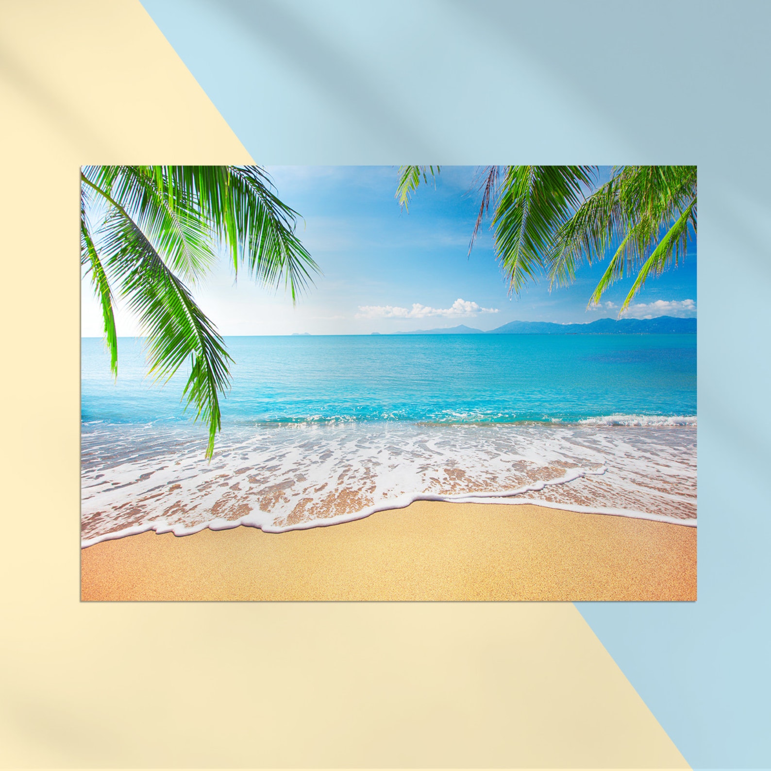1 X Beautiful Tropical Beach Poster Tranquil Waves Sea Etsy UK