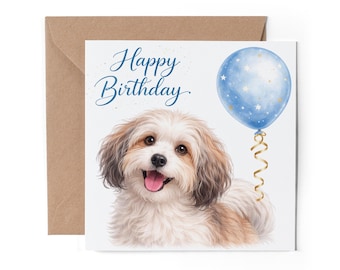1 x Havanese Dog Greeting Card - Happy Birthday Puppy Pets Watercolour Animal Men's Women's #84687