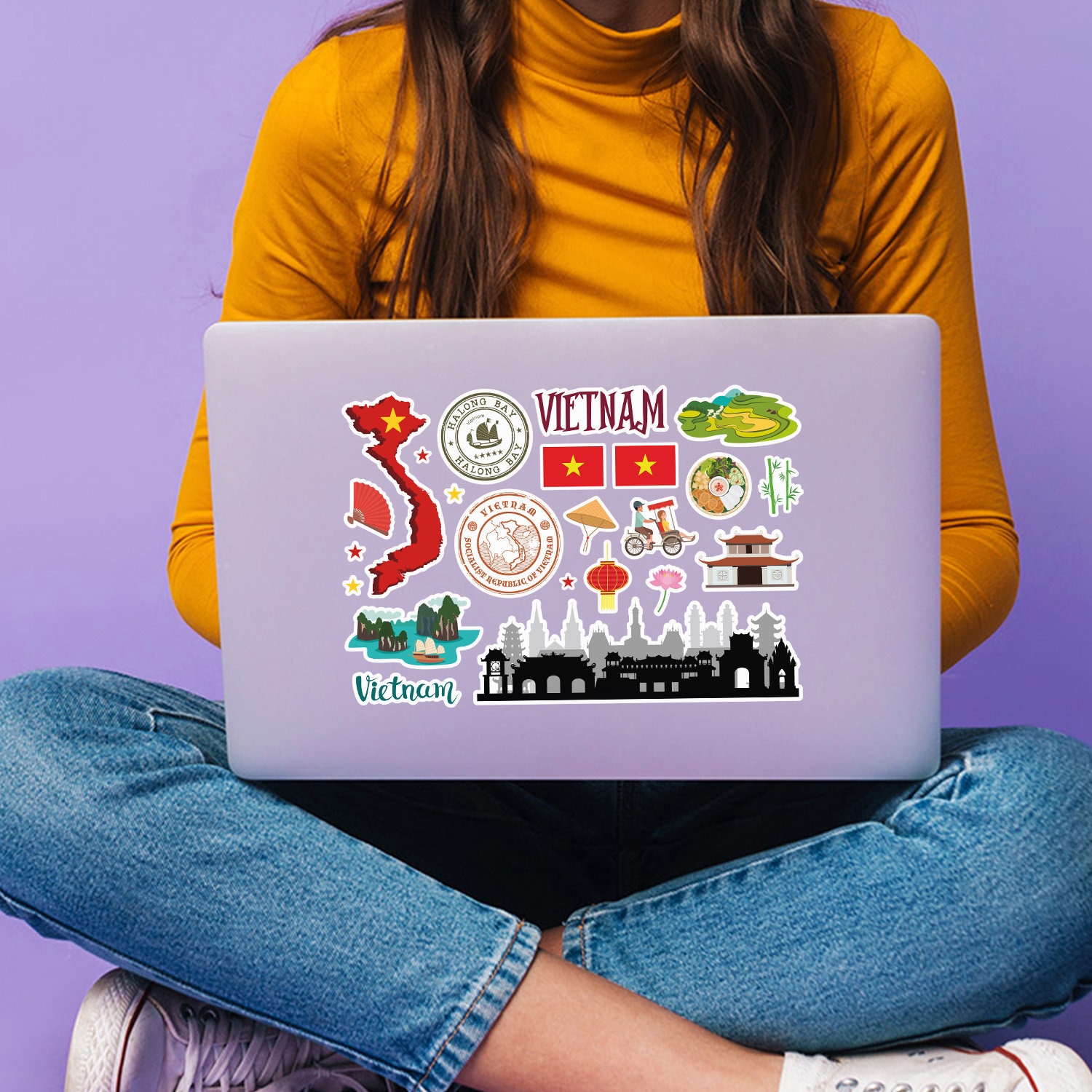 Vitnah Sticker Player A5 Sticker Sheet Vietnam Landmarks Vinyl Stickers - Vietnamese Map ...