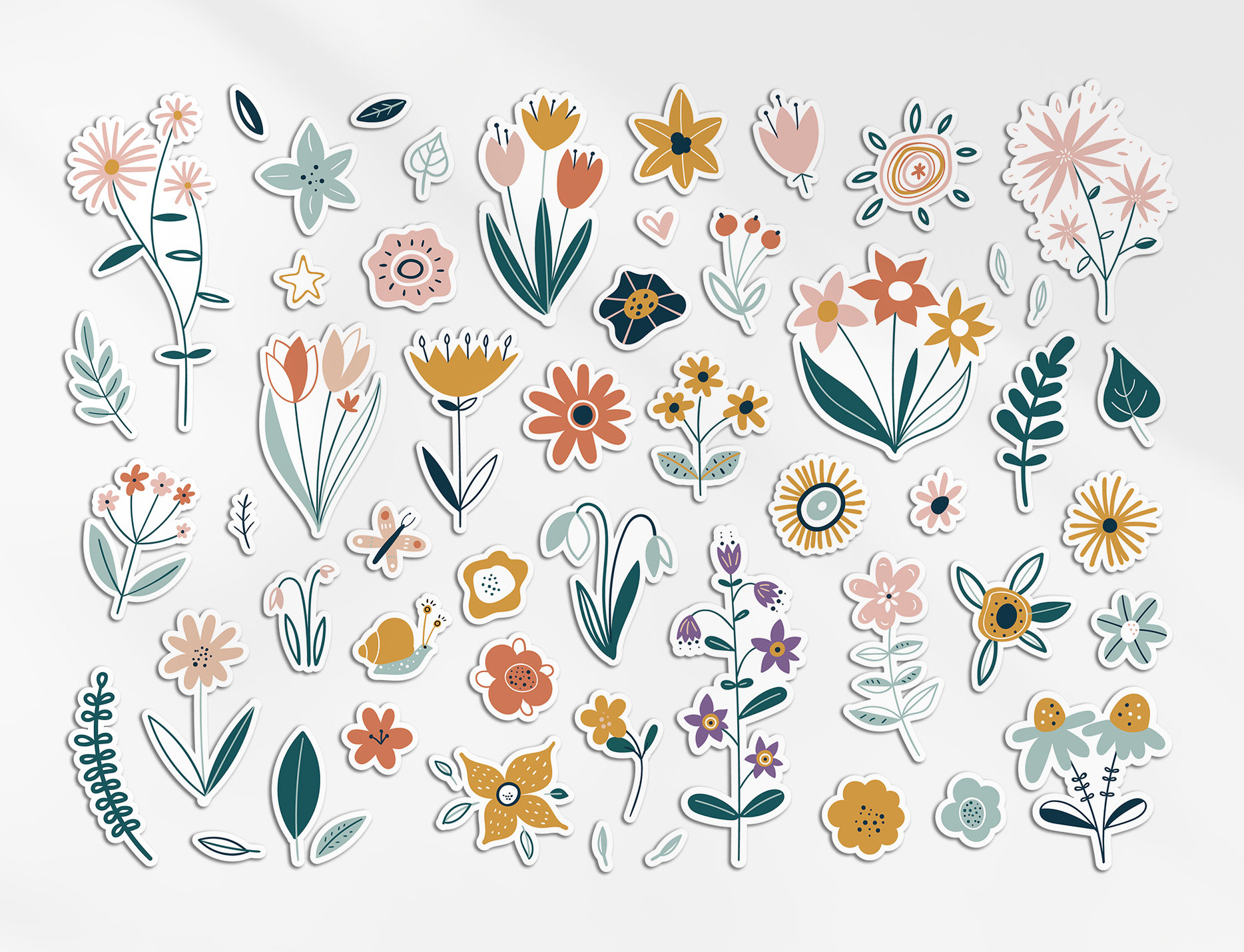 A4 Sticker Sheet Aesthetic Flowers Vinyl Stickers - Yellow Floral ...