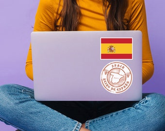 Spanische Länder-Aufkleber Set – 2 Stück, Je 10 Cm Breit | Vinyl-Aufkleber Für Koffer & Scrapbooking