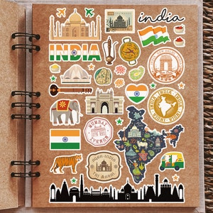 A4 Sticker Sheet India Landmarks Vinyl Stickers Indian Delhi City Map ...