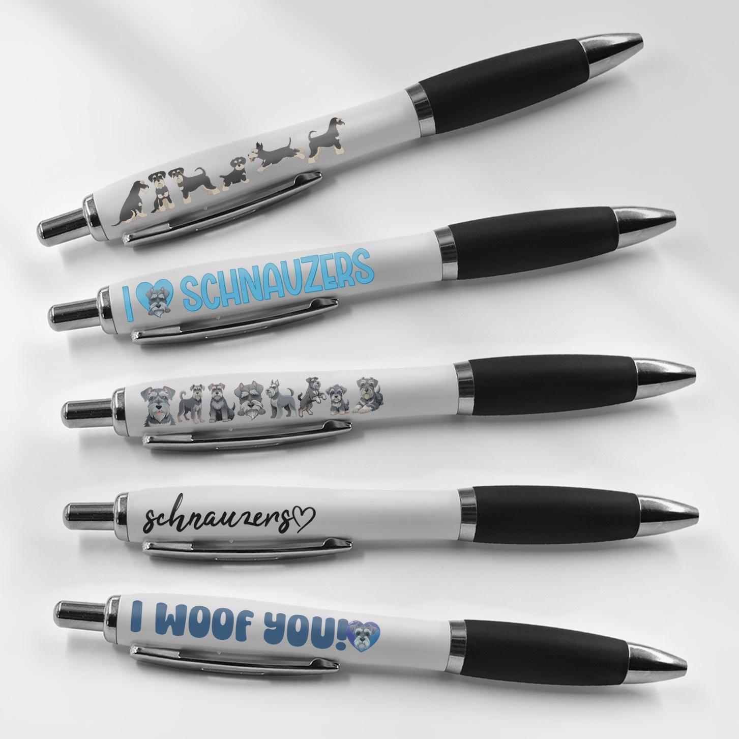 5 X Schnauzer Black Pens - Miniature Dogs Puppy Pets Animal