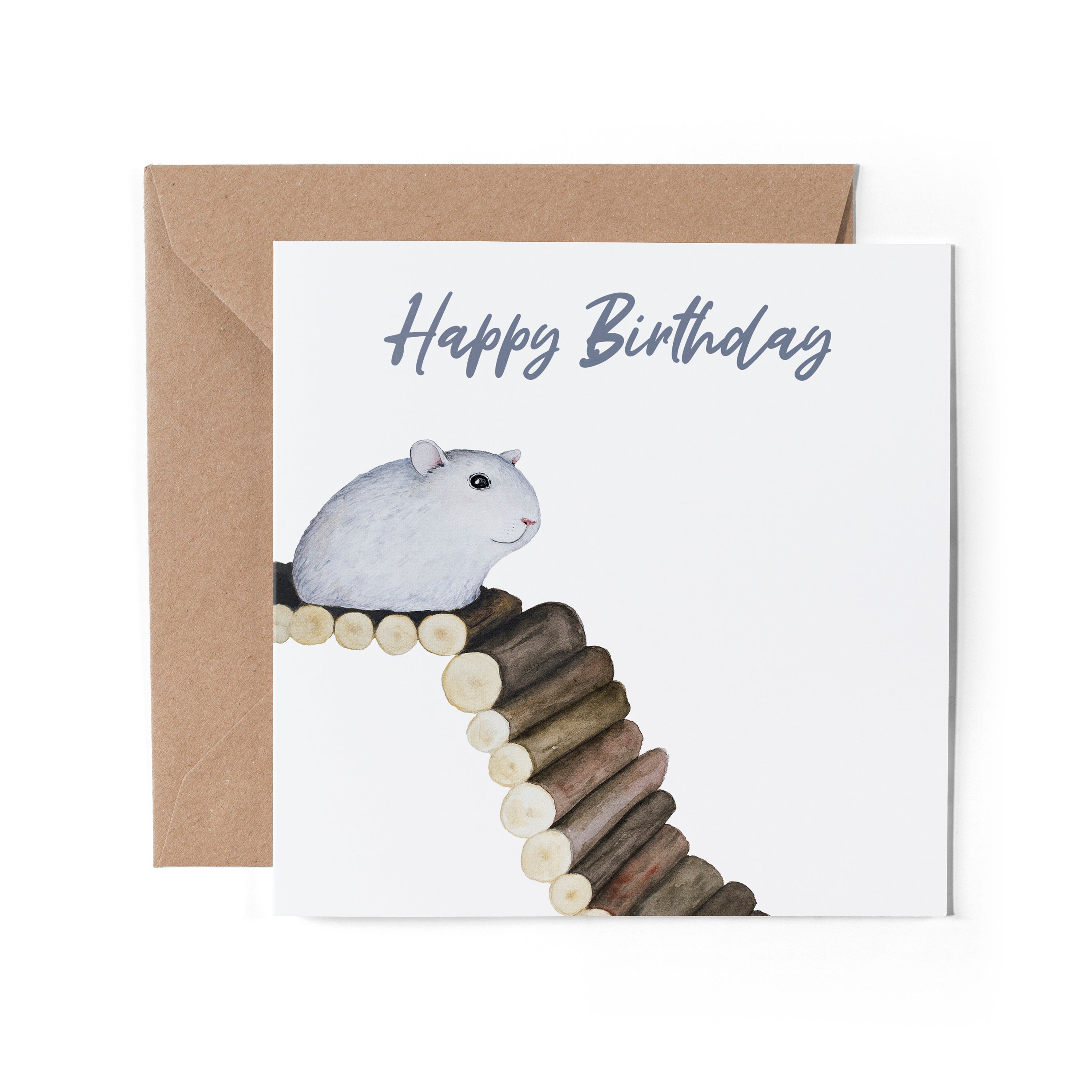 Biglietto D'Auguri Con Criceto Soffice – Design Siriano, Interno Vuoto Con Busta, 144x148 Mm, Per Compleanno O Anniversario