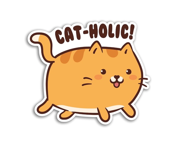 2 x 10cm Cat-holic Stickers - Cat Addict Kitten Animals Men Women Addicted to Addiction Love Fan Decal Luggage Laptop Gift Sticker #80124