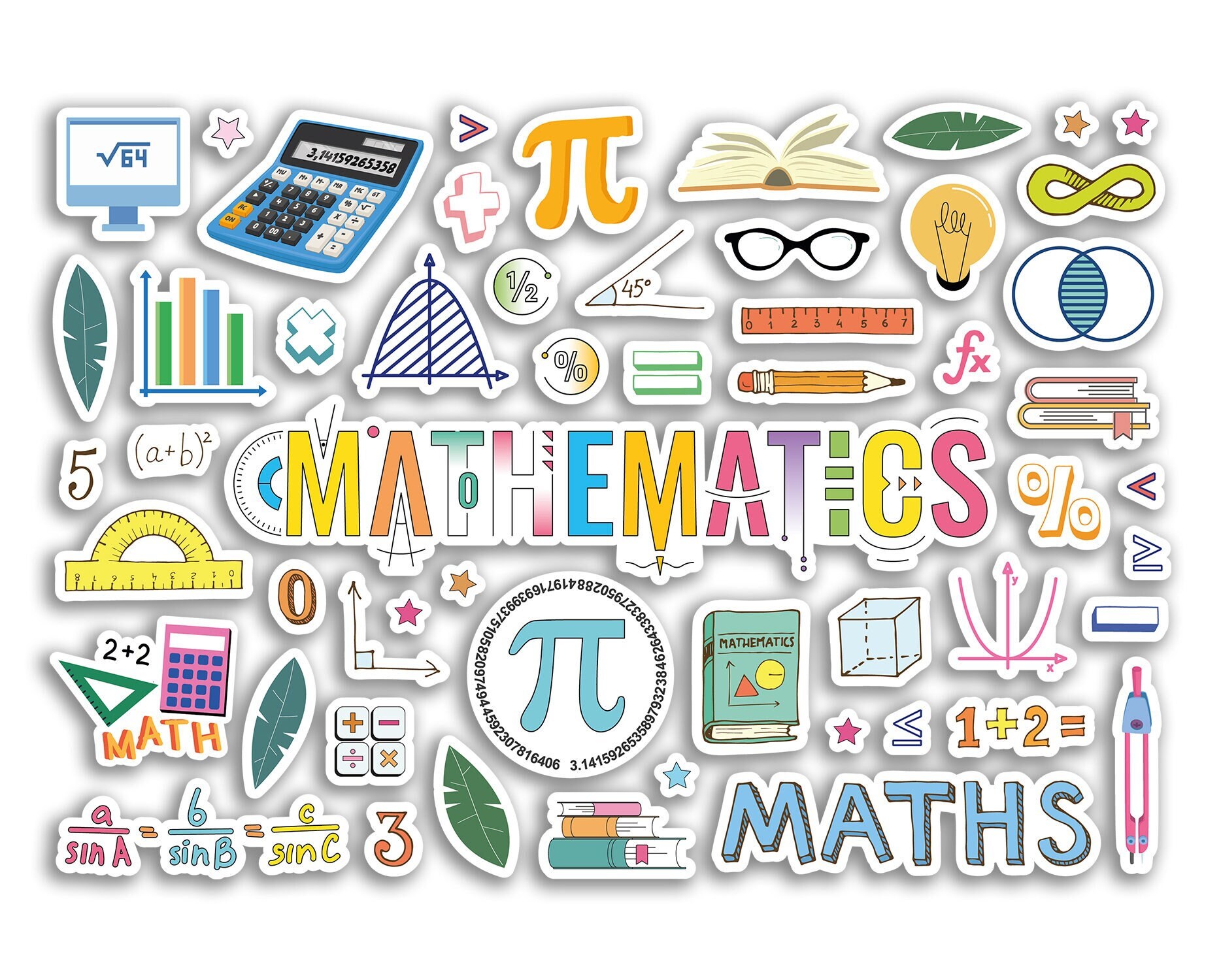 Autocollant Mural Formules Mathématiques – Sticker Déco Pour Chambre, Salle De Classe, Bureau – Design Créatif Et Facile à Poser