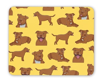 1 x Rode Staffy Hond Muismat - Staffordshire Bull Terrier Puppy Huisdieren Dieren Bureau Verjaardag Computer Kantoor Werk Thuis Muismat #81109