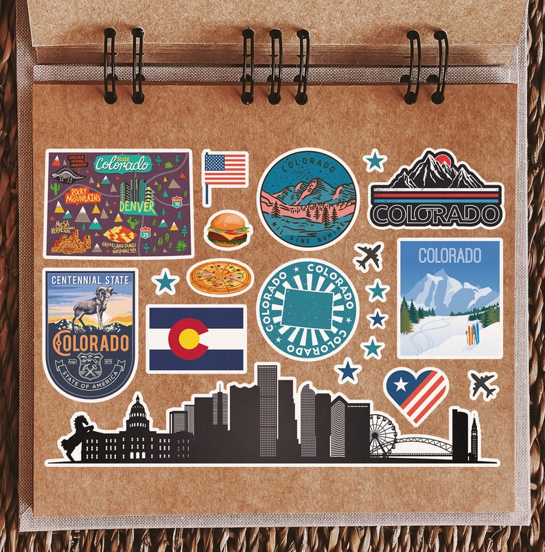 A5 Sticker Sheet Colorado Landmarks Vinyl Stickers - USA America States ...