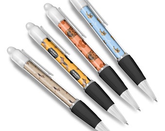 Set of 4 German Shepherd White Ballpoint Pens - Alsatian Puppy Animals Pets Dogs Pattern Friends Boys Girls Men Women Theme Pen Gift #79364