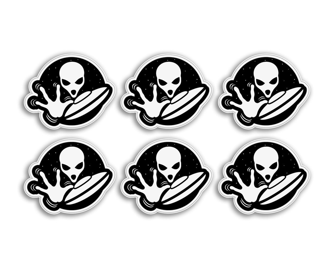 6 X 5cm Alien Vinyl Stickers - UFO Space Extra-terrestrial Cartoon ...