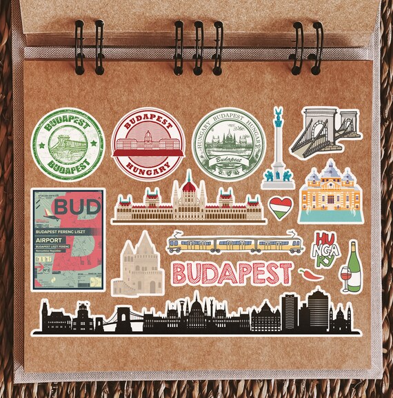 A5 Sticker Sheet Budapest Landmarks Vinyl Stickers Hungary City Airport - View #2