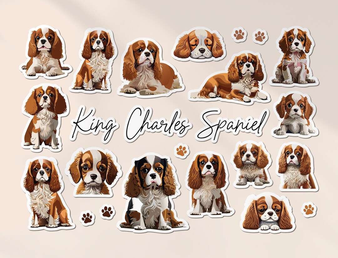 A5 Sticker Sheet King Charles Spaniel Vinyl Stickers - Cavalier Dog ...