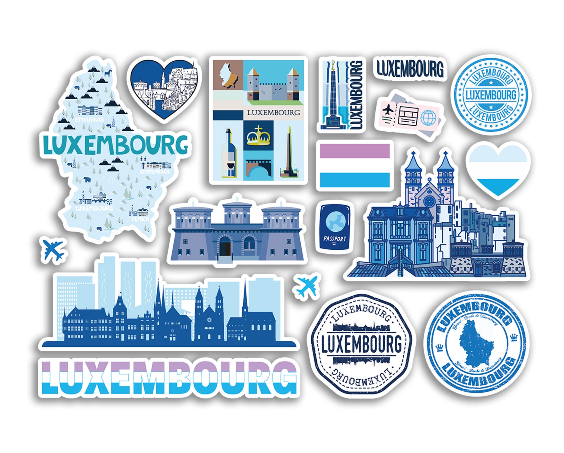 A5 Aufkleberbogen Luxemburg-Flagge - Vinyl-Aufkleber In 5cm, 3cm, 2cm, Für Auto, Laptop, Scrapbooking