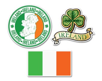 3 x 10 cm Ierland vinylstickers - Ierse klaver Vlag Reizen Vakantie Grappige kinderen meisjes jongens mannen vrouwen plakboek sticker #82197
