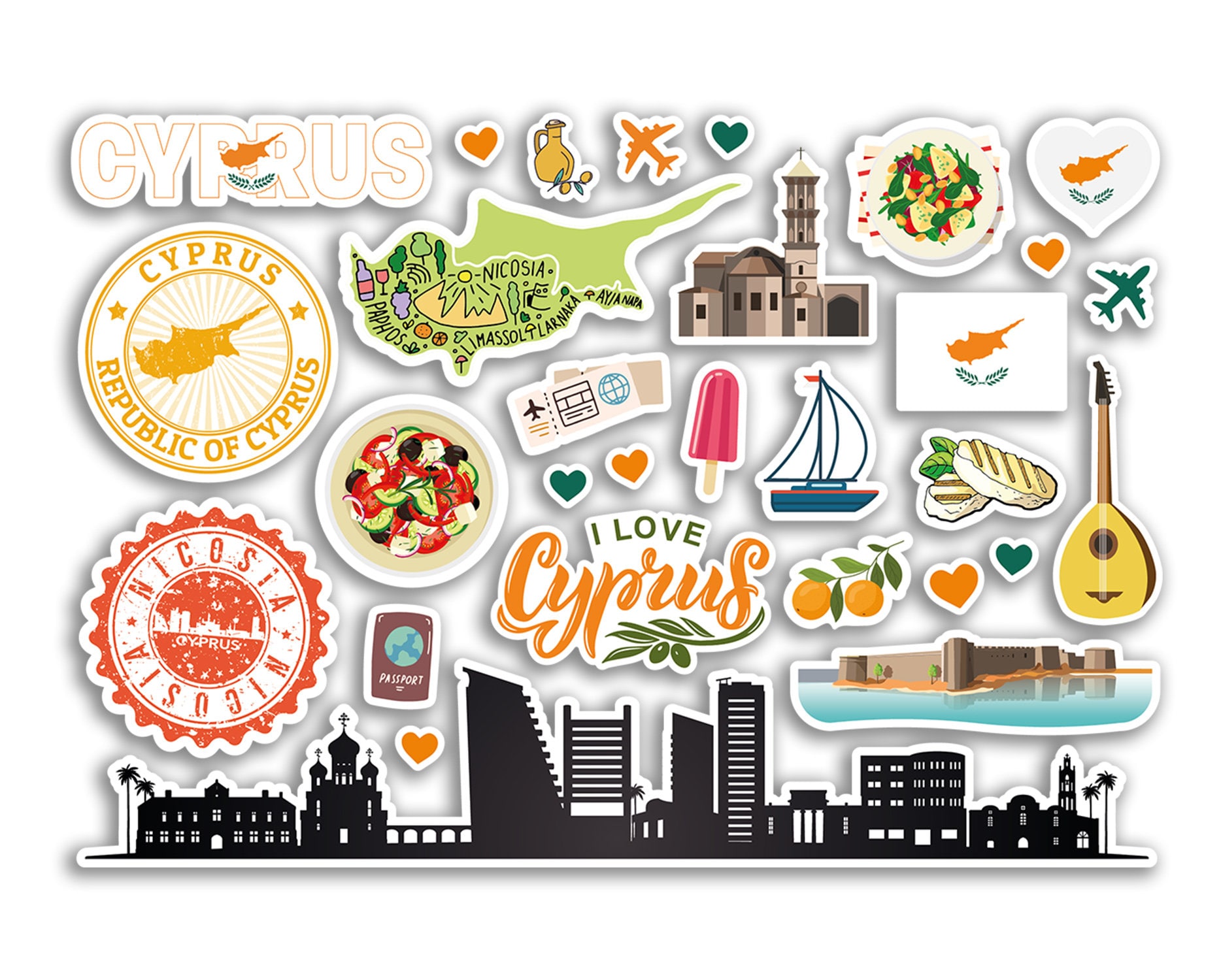 CYPRUS Cypriotische Vlag Cyprian 4 (100mm) Vinyl Bumper Stickers CYPRUS Cypriotische Vlag Cyprian 4 (100mm) Vinyl Bumper Stickers