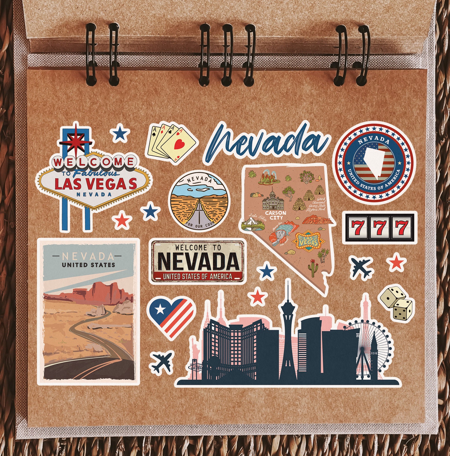 A5 Sticker Sheet Nevada Landmarks Vinyl Stickers - USA America Vegas ...