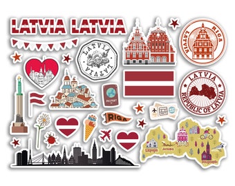 Polen-Aufkleber Set - A5, Glänzendes Vinyl, Mit Karte & Sehenswürdigkeiten
