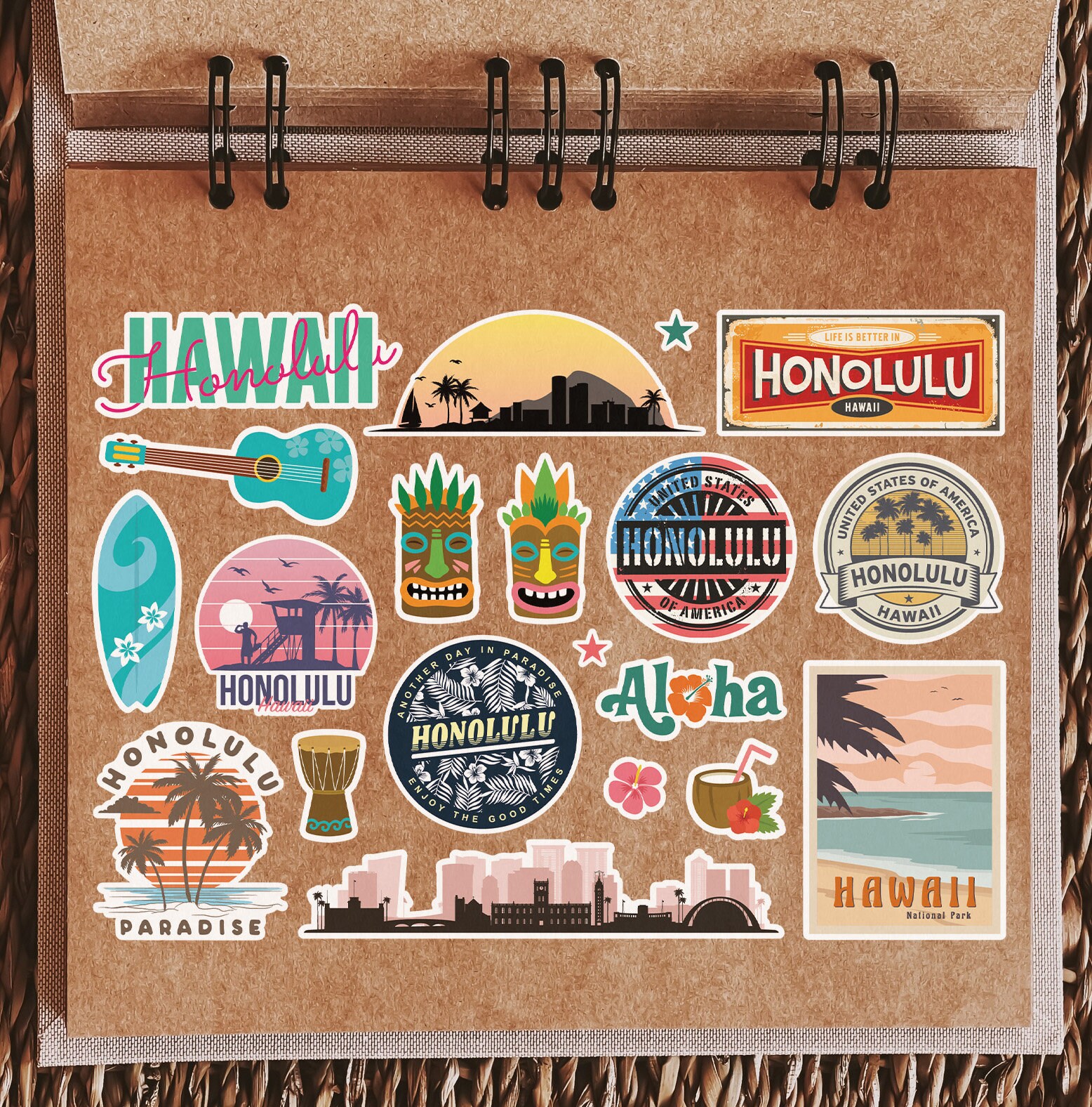 Travel Stickers, 5 A5 sheets, 110 unique stickers