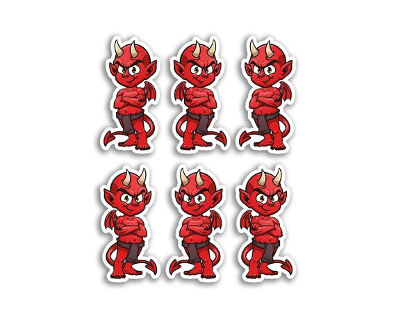 Roter Teufel Cartoon Aufkleber 6x5 Cm – Vinyl-Sticker Für Laptop, Auto & Basteln, Design #5382