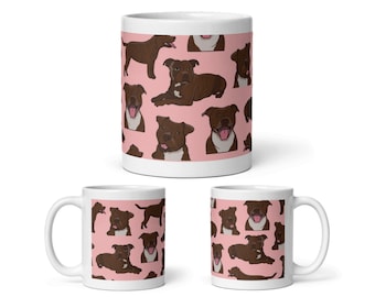 1 x Staffy Dog Print Mug - Brindle Staffordshire Bull Terrier Dogs Animals Puppy Pets Pattern Staffie Drinks Mugs Cup Kitchen Gift #81107