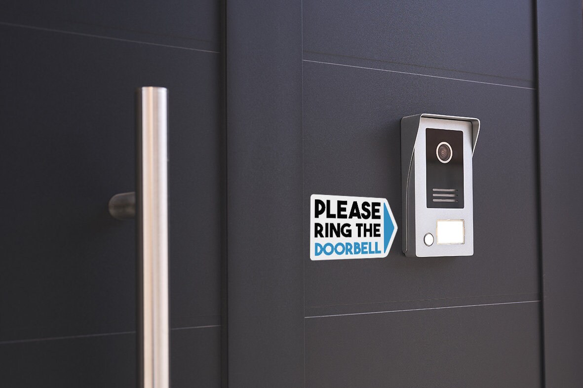 2 X 10cm Ring the Doorbell Vinyl Stickers - Front Door Home House Bell ...