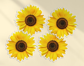4 x 10cm Sunflower Vinyl Stickers - Floral Flowers Yellow Décor Home Design Partner Wheelie Bin Gift Kids Boys Girls Women Sticker #78962