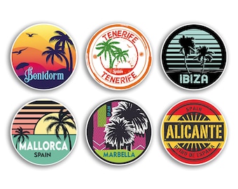 6 x 10cm Spain Vinyl Stickers - Marbella Mallorca Benidorm Ibiza Travel Map Flag Holiday Luggage Men Women Boys Girls Design Gift #78852