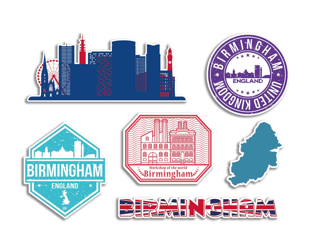 A5 Sticker Sheet Birmingham Landmarks Vinyl Stickers Stamps Skyline