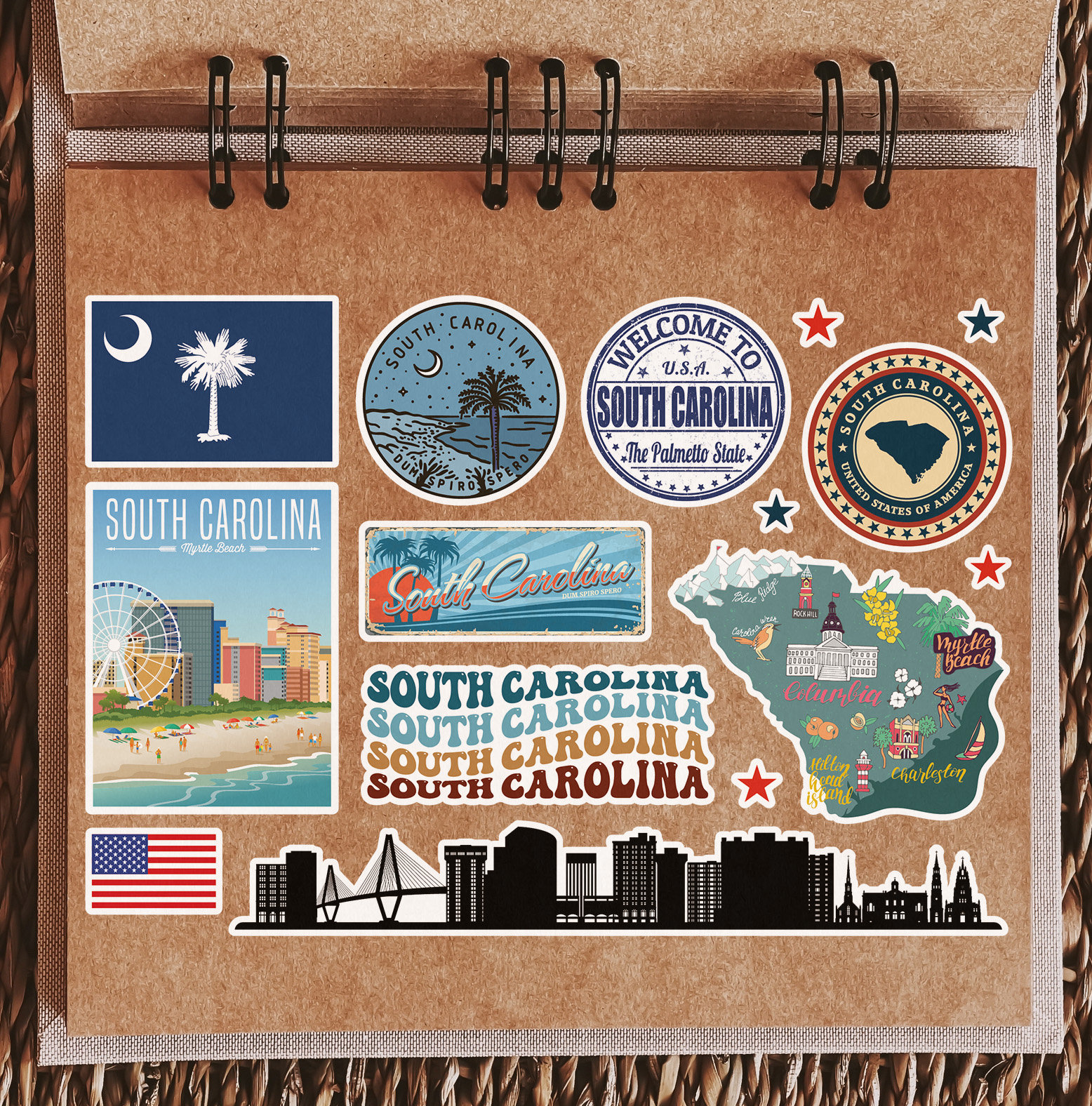 Travel Stickers, 5 A5 sheets, 110 unique stickers