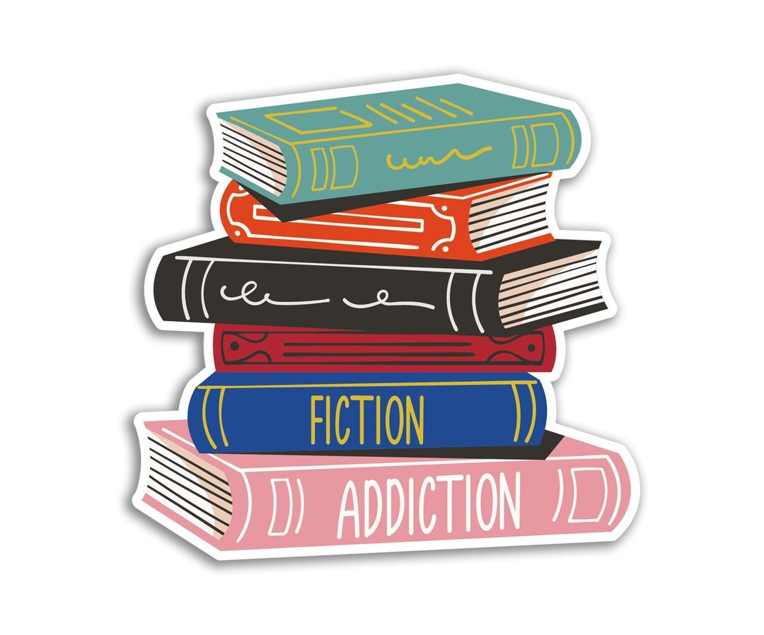 Addicted Decal 2 X 10cm Fiction Addiction Stickers - Book Worm Men Women Girls ...