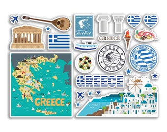 A5 Sticker Sheet Santorini Landmarks Vinyl Stickers - Greece Greek ...