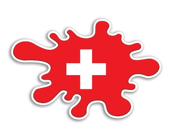 2 x 15cm Switzerland Flag Vinyl Stickers - Swiss Europe Travel Holiday City Landmarks Luggage Paint Splatter Scrapbooking Sticker #81750