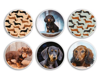 6 x 10cm Saucisse Chien Vinyle Autocollants - Puppy Dachshund Pattern Cartoon Mignon Drôle Animal Animaux Animaux Scrapbooking Filles Garçons Cadeau #78996