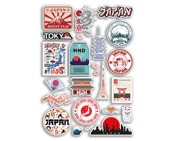 A4 Sticker Sheet Japan Vinyl Stickers Tokyo Japanese City Landmarks City Stamp Flag Travel Holiday Culture Scrapbook Luggage Gift 78887