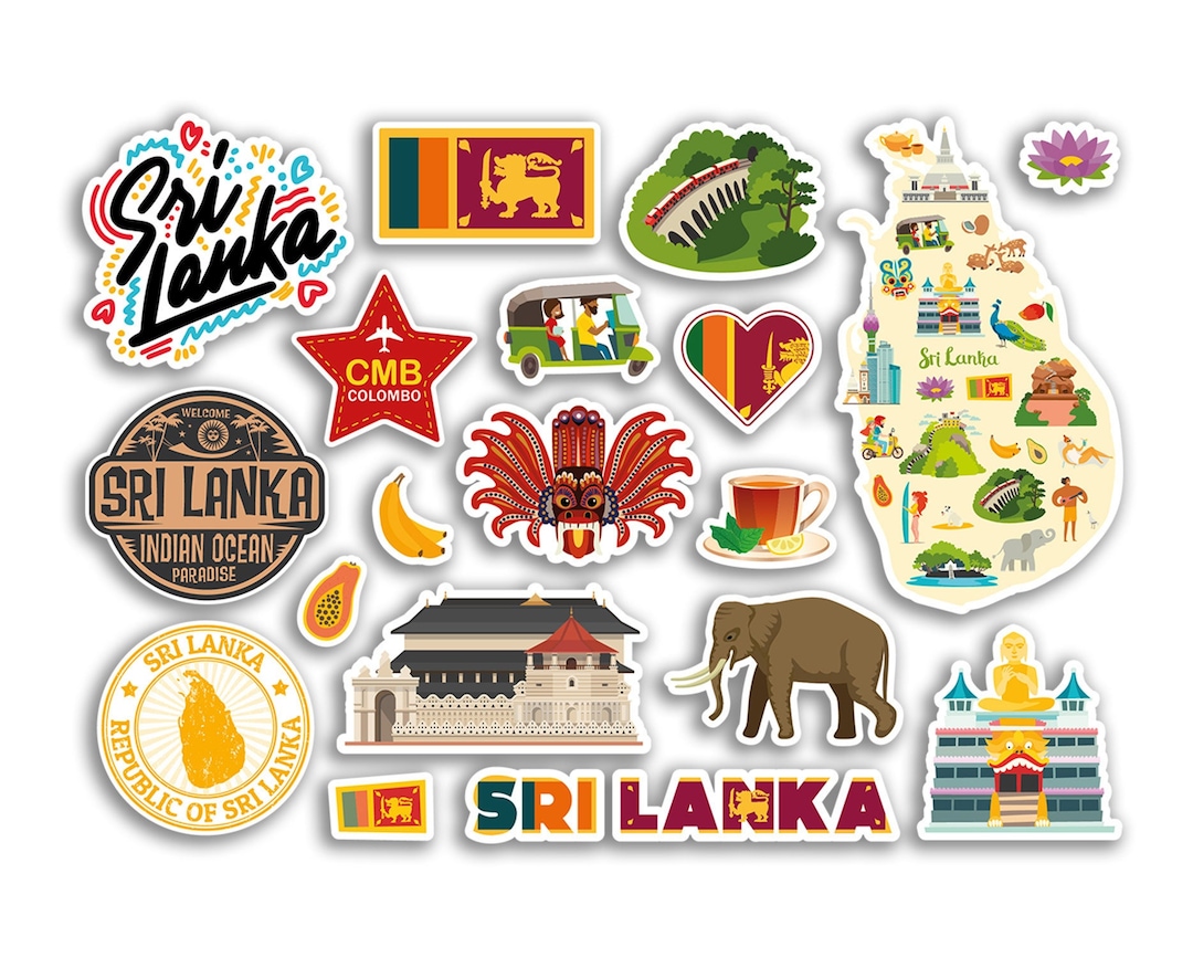 A5 Sticker Sheet Sri Lanka Landmarks Vinyl Stickers Country City Map