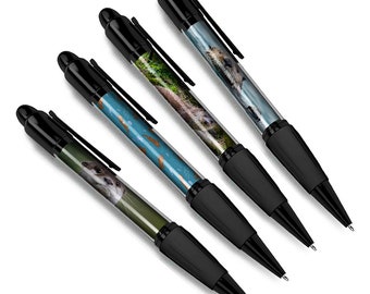 Set of 4 Sea Otter Black Ballpoint Pens - Swimming Water Cute Animal Cartoon Pattern Boys Girls Men Women Theme Pen Gift #79413