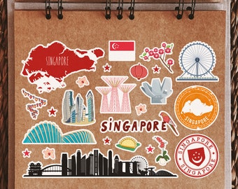 DV DESIGN A4 Sticker Sheet Thailand Landmarks Vinyl Stickers - Thai Phuket Asia City Diary Travel Holiday Months Labels Scrapbook Journal #81382