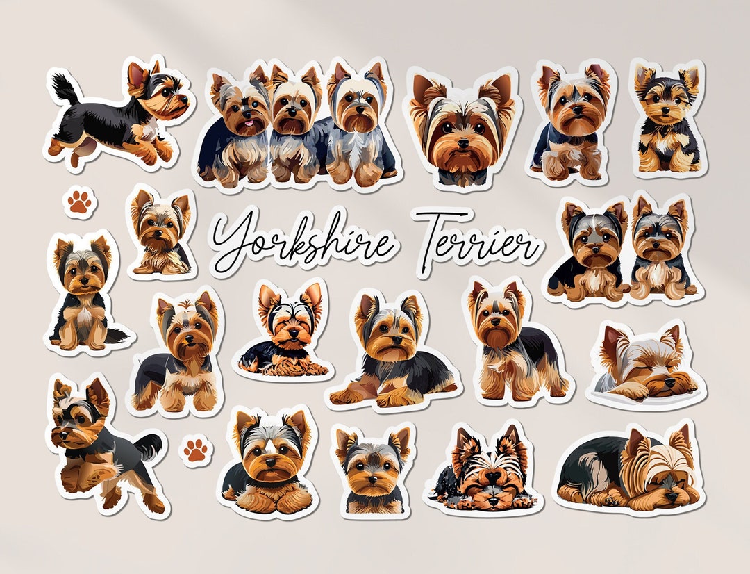 A5 Sticker Sheet Yorkshire Terrier Vinyl Stickers - Yorkie Dog Puppy ...