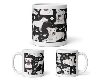 1 x Staffy Dog Print Mok - Witte Staffordshire Bull Terrier Honden Dieren Puppy Huisdieren Patroon Illustratie Dranken Mokken Cup Keuken Cadeau #81106
