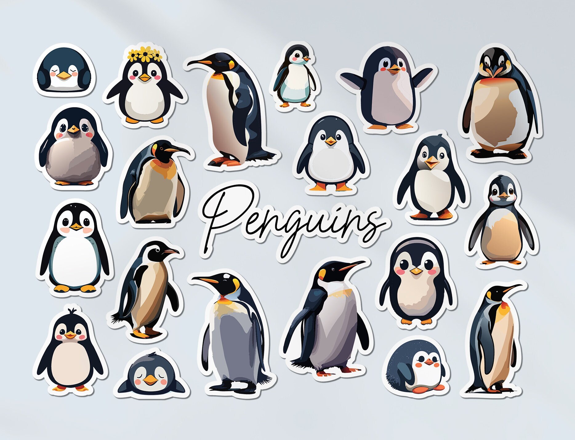 A5 Aufkleber-Bogen Mit Niedlichen Pinguinen – Glänzendes Vinyl, 100 Micron, Ideal Für Laptop, Auto & Scrapbooking