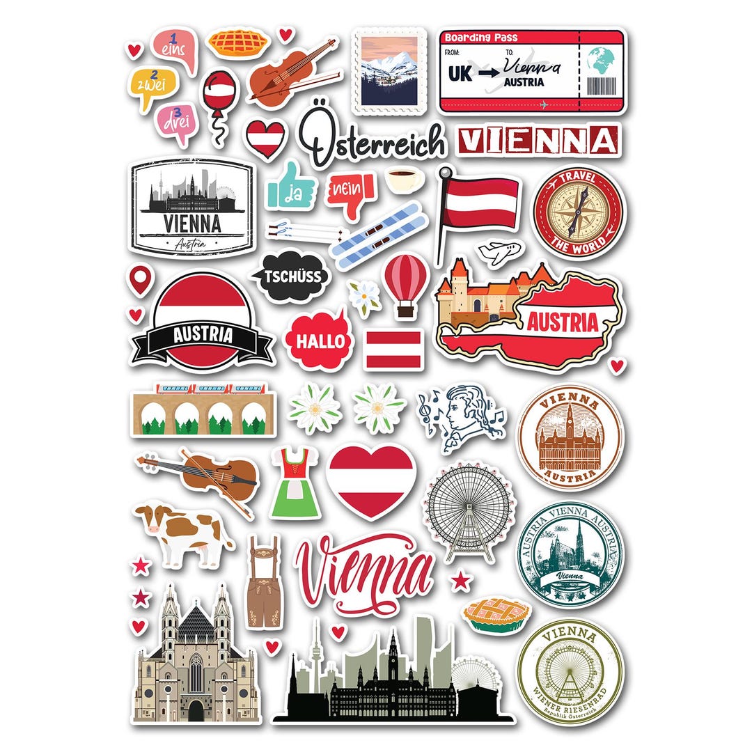 A4 Sticker Sheet Austria Landmarks Vinyl Stickers - Austrian Vienna ...