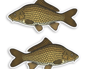 2 x 10cm Carp Fish Vinyl Stickers - Fishing Dad Brother Uncle Boyfriend Sticker #70805