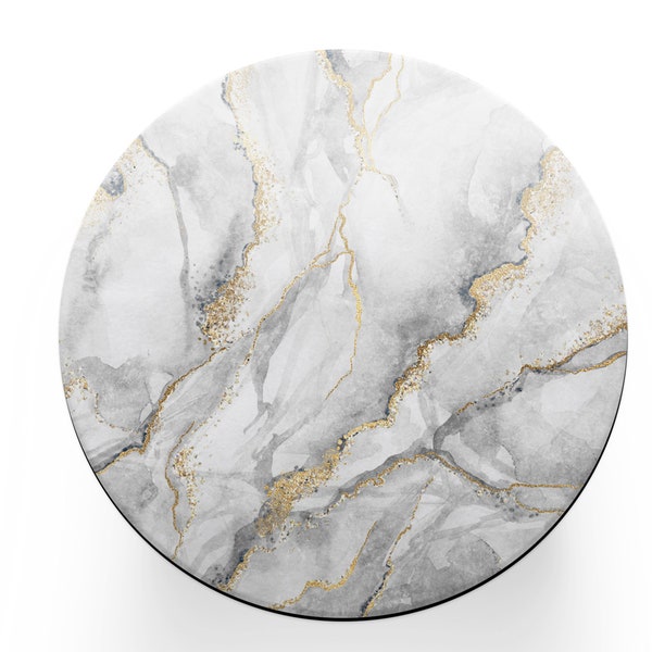 Round Single Coaster - Marble Effect Agate Grey Marbled Art Deco Abstract Drinks Pretty Birthday Bedroom Room House Gift #24432