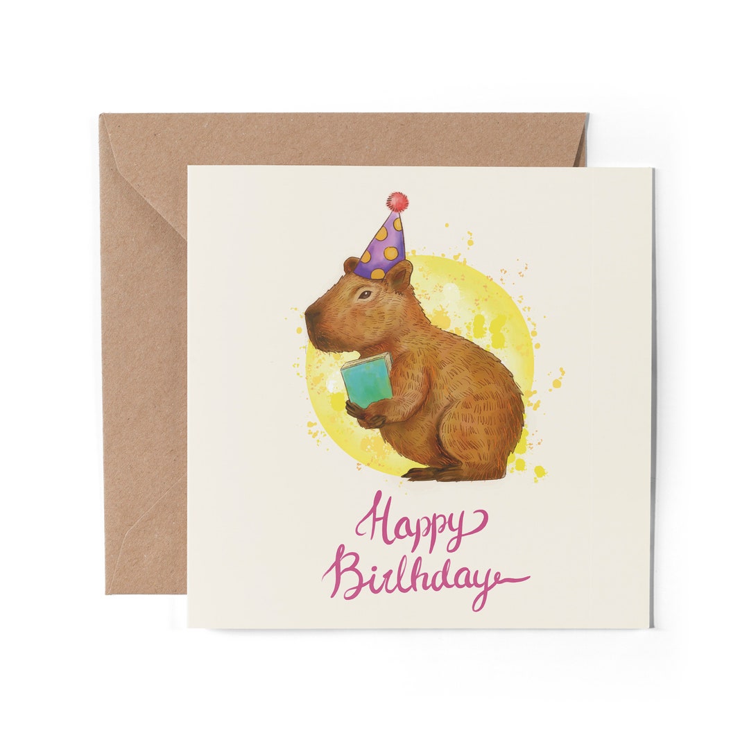Biglietto D'auguri Di Compleanno Con Capybara, Gioco Di Parole Divertente Per Amanti Degli Animali, Interno Vuoto Con Busta, Design Dallo Yorkshire - 2